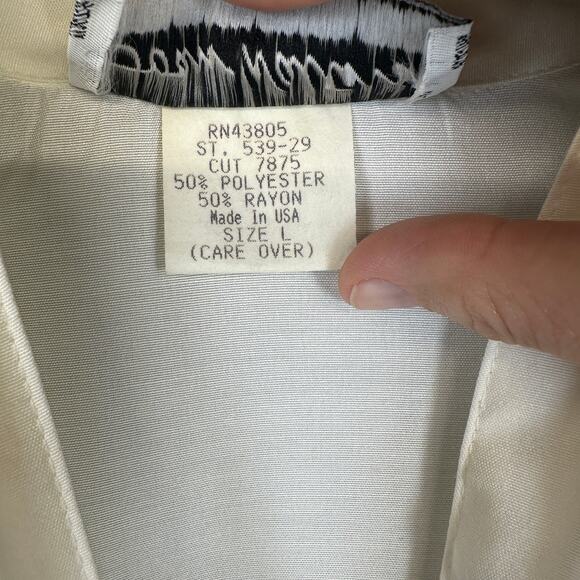 Joan Walters Blouse Womens Size Large White Button Front Short Sleeve V-Neck - Picture 5 of 9